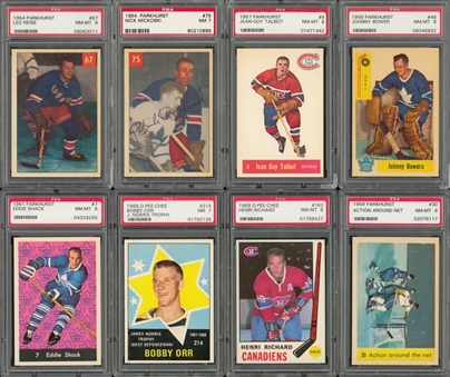 1954/55-1969/70 O-Pee-Chee and Parkhurst Hockey PSA-Graded Collection (11 Different) Including Hall of Famers